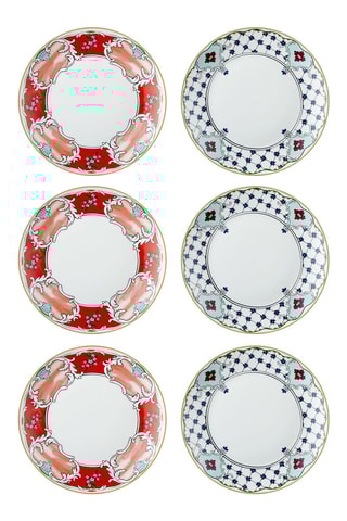 6 pratos rasos em porcelana - 20 cm