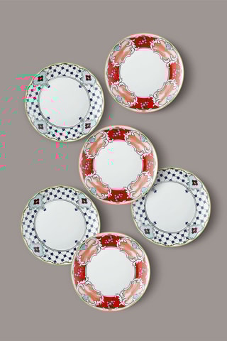 6 pratos rasos em porcelana - 20 cm