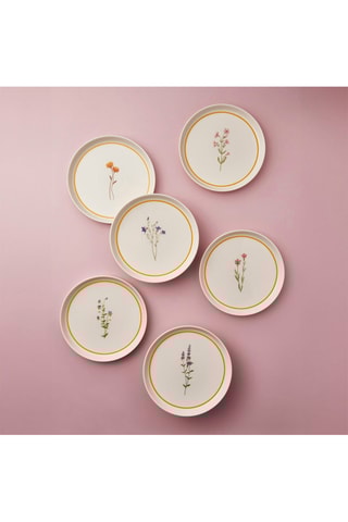 6 pratos de sobremesa em porcelana - 21 cm