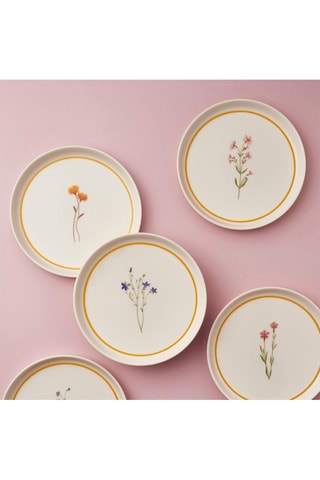 6 pratos de sobremesa em porcelana - 21 cm