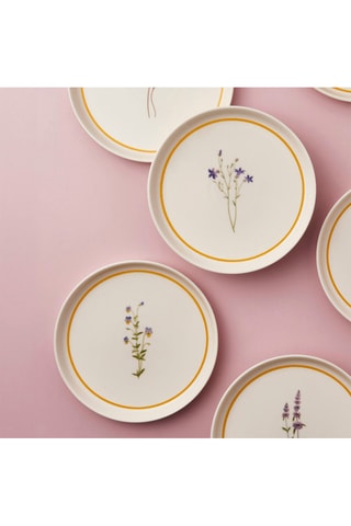 6 pratos de sobremesa em porcelana - 21 cm