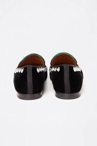 Slippers en velours Emporio Armani - Turquoise et noir
