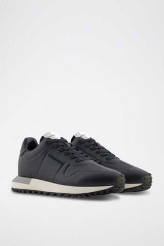 Baskets en cuir - Bleu marine - Emporio Armani