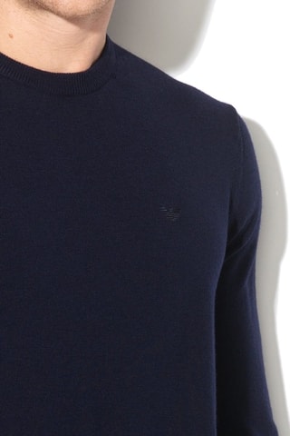 Pull en laine vierge - Bleu marine - Emporio Armani
