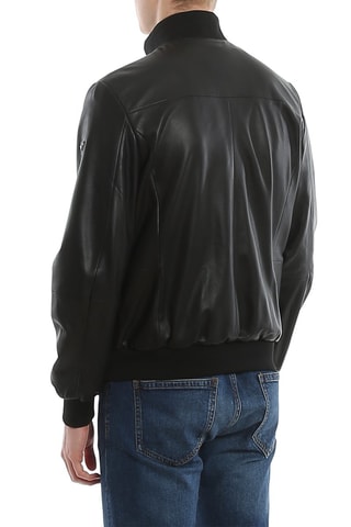 Veste en cuir d'agneau - Noir - Emporio Armani