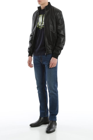 Veste en cuir d'agneau - Noir - Emporio Armani