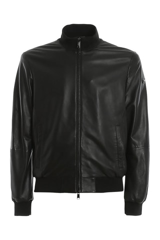 Veste en cuir d'agneau - Noir - Emporio Armani