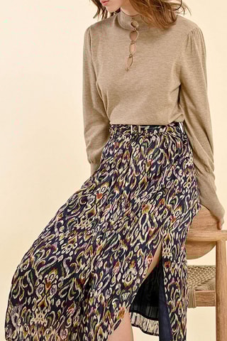 Jupe midi taille haute - Noir