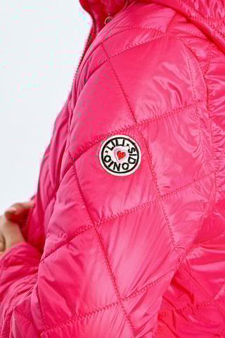 Gewatteerde jas met capuchon - Fuchsia