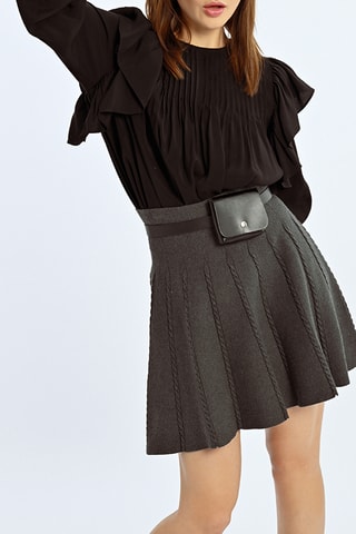 Jupe patineuse taille haute - Gris foncé