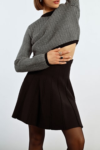 Jupe patineuse taille haute - Noir