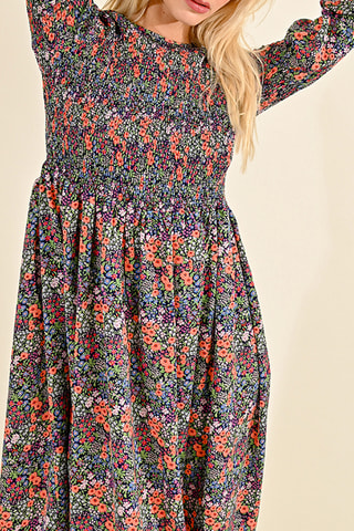 Robe midi - Bleu marine