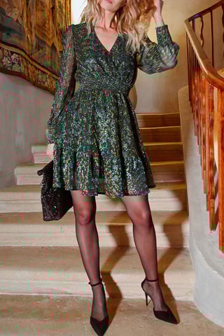 Robe plissée - Bleu-vert
