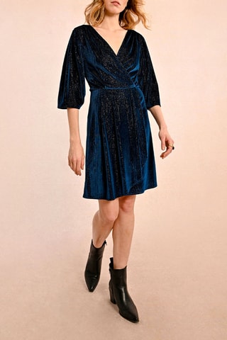 Robe en velours - Bleu foncé
