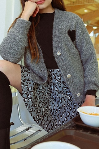 Jupe patineuse taille haute - Gris