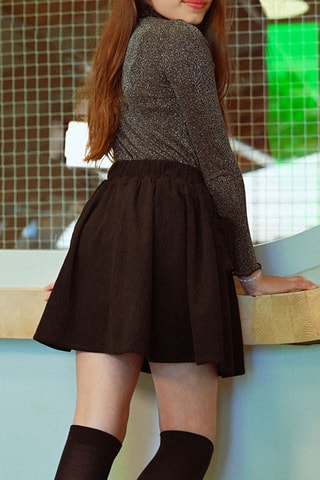 Jupe patineuse taille haute - Noir