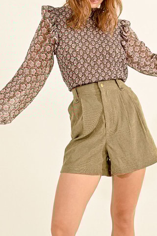 Short taille haute - Kaki