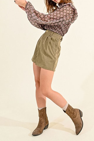 Short taille haute - Kaki