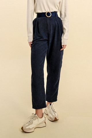 Pantalon taille haute - Bleu marine