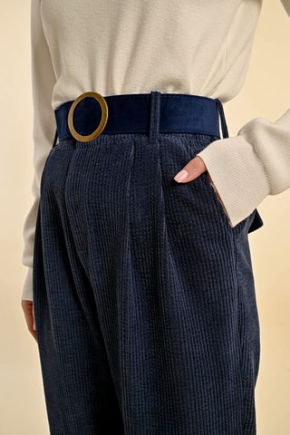 Pantalon taille haute - Bleu marine