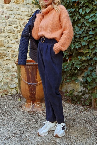 Pantalon taille haute - Bleu marine
