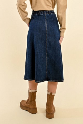 Jupe midi en jean taille haute - Bleu