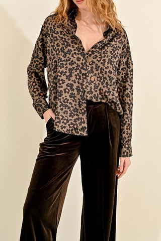 Pantalon taille haute - Marron foncé