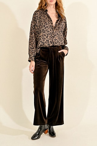 Pantalon taille haute - Marron foncé