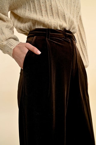 Pantalon taille haute - Marron foncé