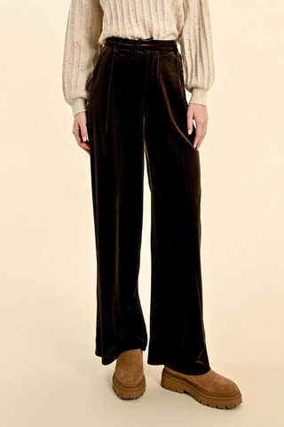Pantalon taille haute - Marron foncé