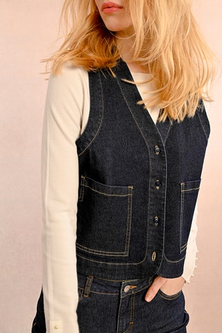 Gilet en jean sans manches - Bleu foncé