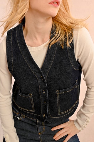 Gilet en jean sans manches - Bleu foncé