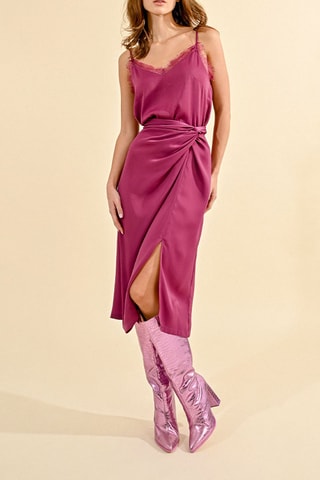 Jupe midi taille haute - Fuchsia