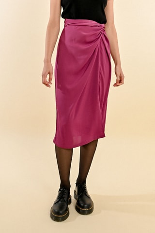 Jupe midi taille haute - Fuchsia