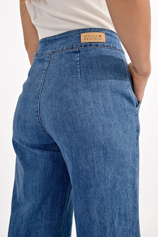 Pantalon wide legs taille haute - Bleu