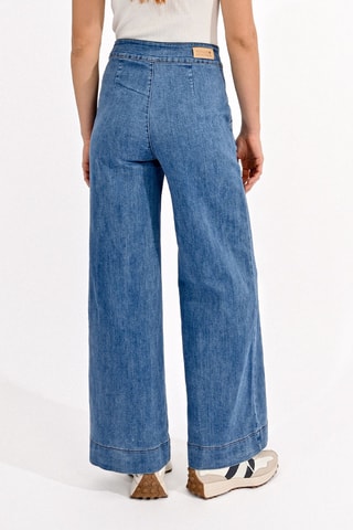 Pantalon wide legs taille haute - Bleu