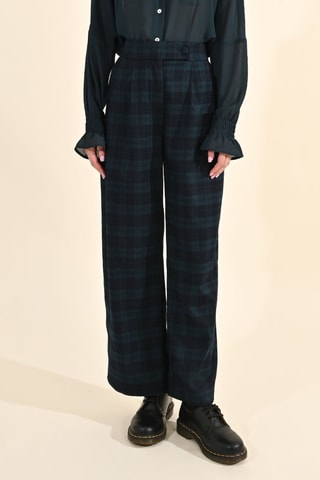 Pantalon wide legs taille haute - Bleu marine
