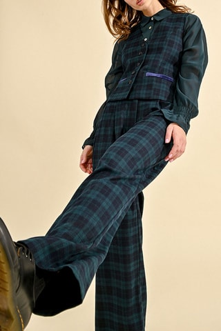 Pantalon wide legs taille haute - Bleu marine
