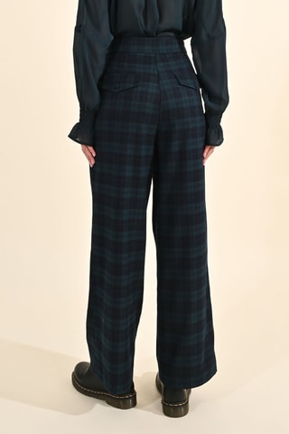 Pantalon wide legs taille haute - Bleu marine