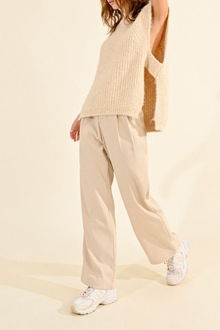 Pantalon taille haute - Crème