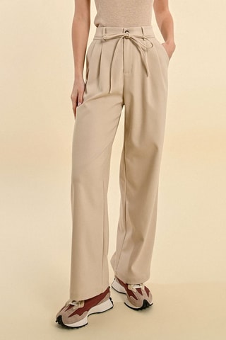 Pantalon taille haute - Crème