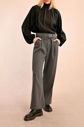 Pantalon taille haute - Gris foncé
