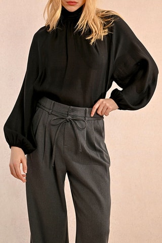 Pantalon taille haute - Gris foncé