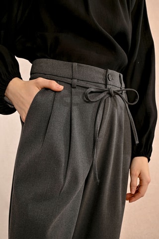 Pantalon taille haute - Gris foncé