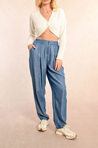 Pantalon taille haute - Bleu clair
