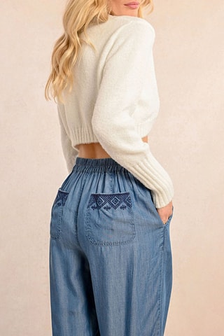 Pantalon taille haute - Bleu clair