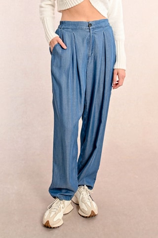Pantalon taille haute - Bleu clair