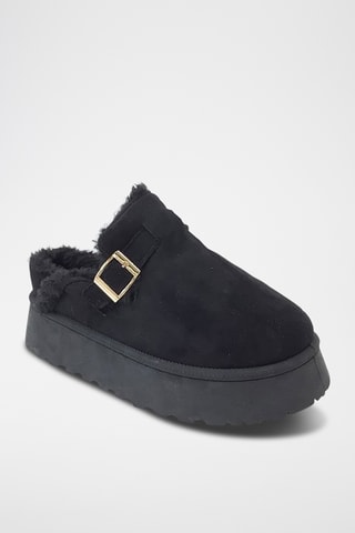 Socas forradas com plataforma - Preto