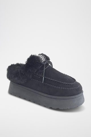 Mocassins forrados com plataforma - Preto