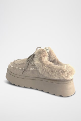 Mocassins forrados com plataforma - Caqui